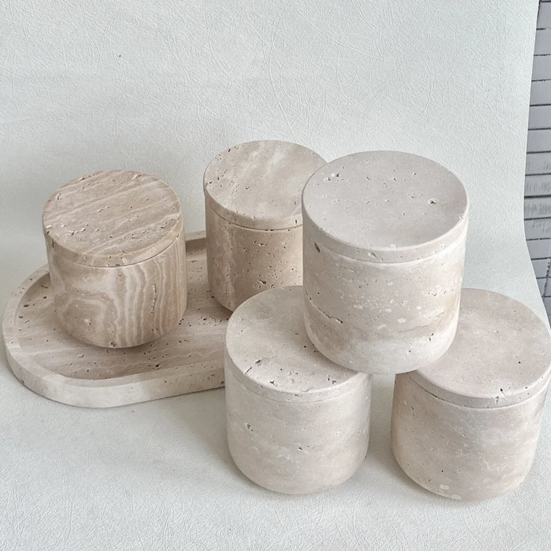 natural marble storage tank for candles decorative accessories