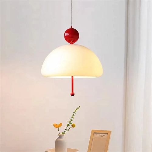 Milky white glass flower pendant light Bauhaus style - vue 2 sur 11