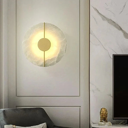 Modern nordic marble and gold copper LED wall light - vue 4 sur 8