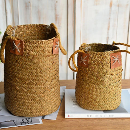 natural seagrass storage basket for various decorations - vue 2 sur 7
