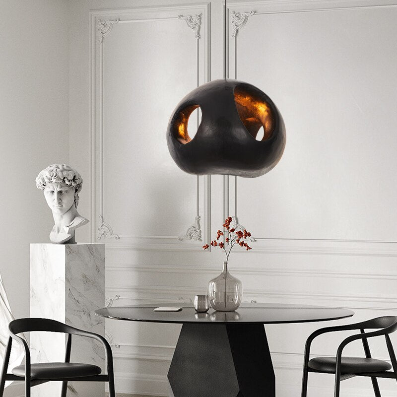 Aldo round black designer pendant light - vue 3 sur 6