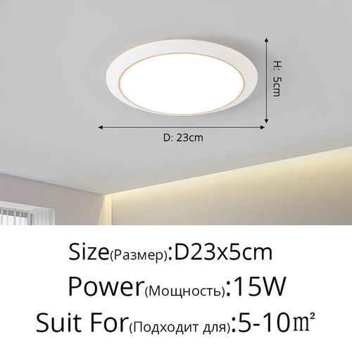Ultra-thin modern minimalistic circular three-proof LED chandelier - vue 11 sur 22
