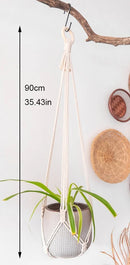 handmade macrame hanging plant holder made of natural cotton