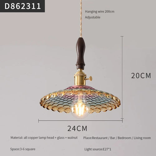 Modern brass and glass pendant light for interiors - vue 8 sur 30