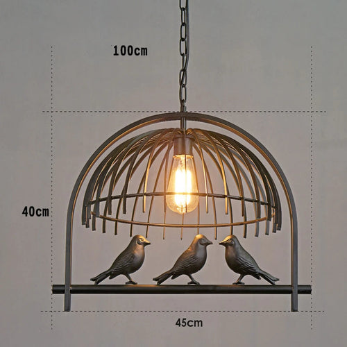 Wrought iron birdcage chandelier for café and bar - vue 5 sur 6