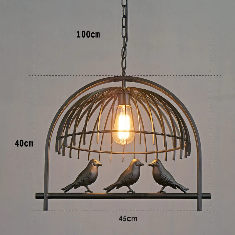 Wrought iron birdcage chandelier for café and bar - vue 4 sur 6
