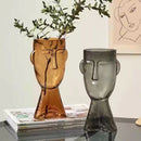 abstract human face glass vase for modern decorative flowers