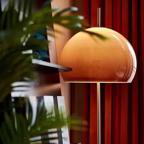 LED retro glass table lamp in gradient orange Bauhaus mushroom style for living room or bedroom - vue 6 sur 7