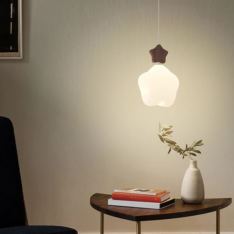 Small vintage pendant ceiling light in American walnut star style
