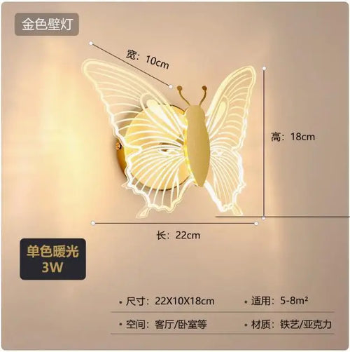 LED butterfly wall light for children's room wall decor