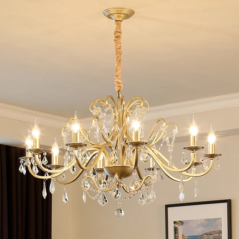 Vintage crystal chandelier with LED candles for elegant lighting