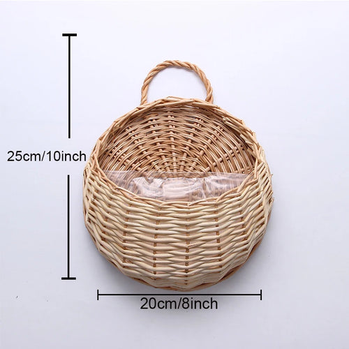 rattan and wicker wall planter for plants - vue 11 sur 12