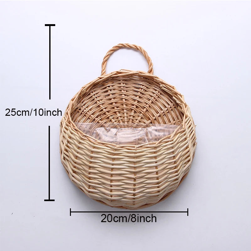 rattan and wicker wall planter for plants - vue 11 sur 12