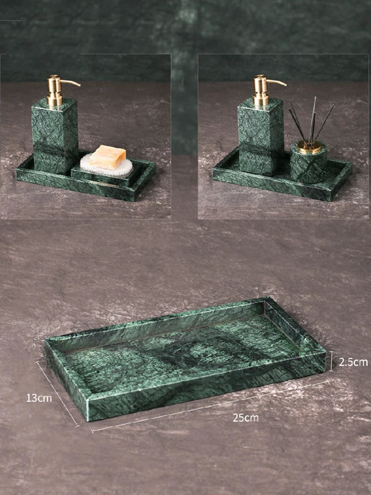 organized marble bathroom accessory set - vue 8 sur 21