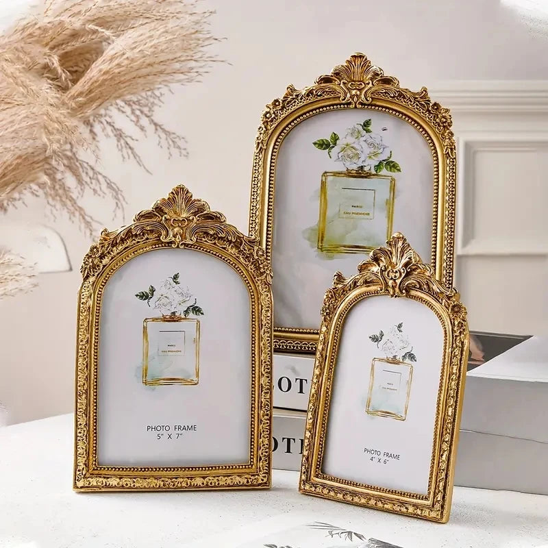Golden Frame Vintage Frame Retro Golden Decor Photo Frame For Photo Display, Wedding Anniversary Party Christmas Valentine Gift