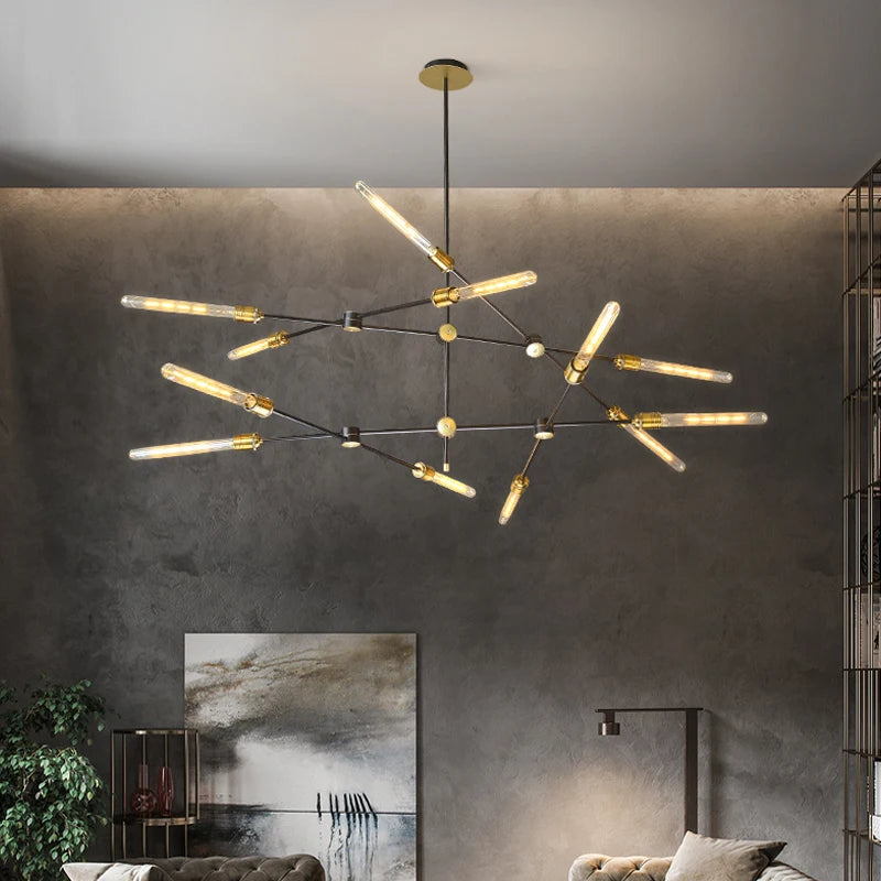 Nordic design glass tube chandelier for interior decoration
