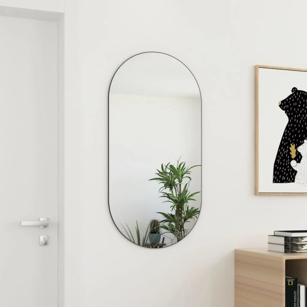 decorative glass mirror with elegant wall sticker