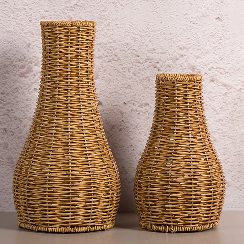 hand-woven imitation rattan vase for decorative flowers and plants