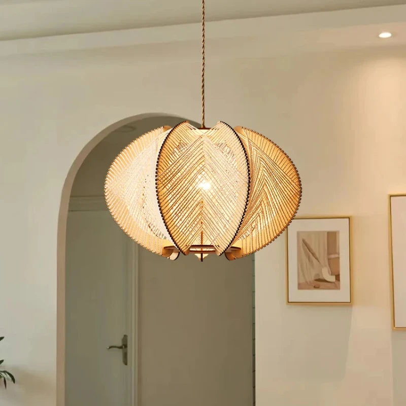 Modern Japanese hemp rope chandelier for interior decor
