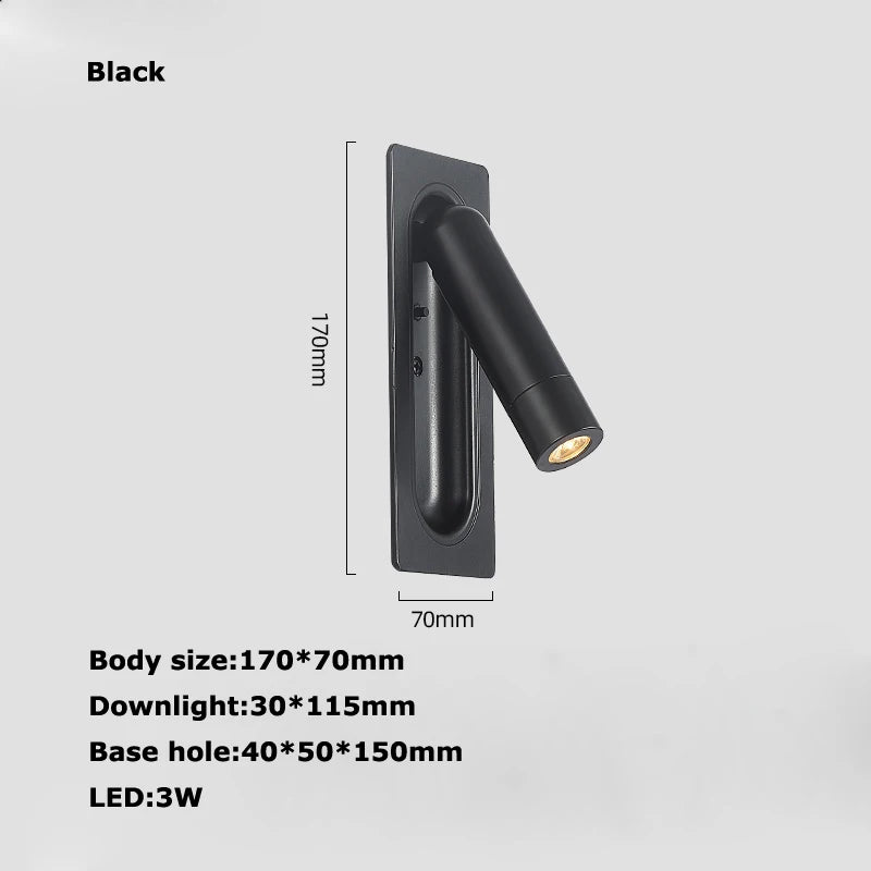 Rotating brass LED wall light with USB switch - vue 23 sur 23