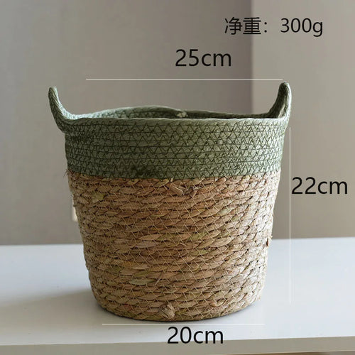 straw storage basket for modern craft decor - vue 8 sur 12