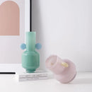 cartoon flower stained glass vase with ears decorative