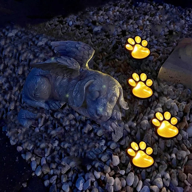 Set of 4 solar dog garden lights for outdoor animal decor