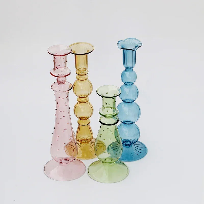 Glass candle holder for wedding decoration and table centrepiece