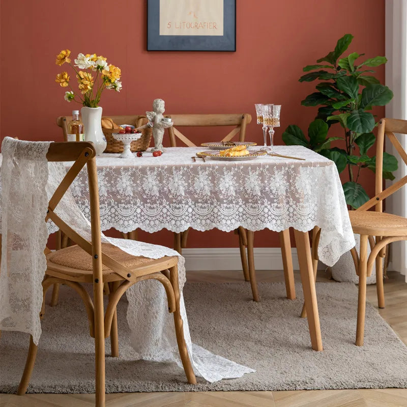 Vintage beige boho floral lace table runner - vue 3 sur 7