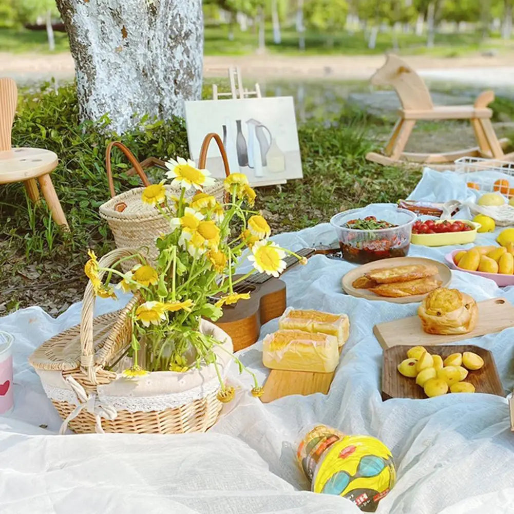 wicker picnic and storage basket with lids