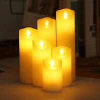 rechargeable LED pillar candle with wavy edge festive decoration