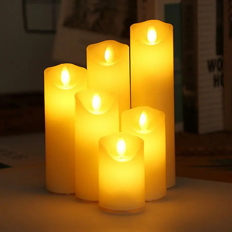 rechargeable LED pillar candle with wavy edge festive decoration