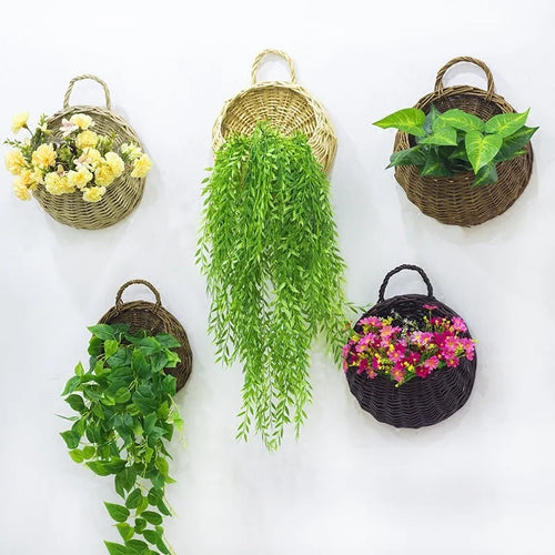 rattan and wicker wall planter for plants - vue 2 sur 12