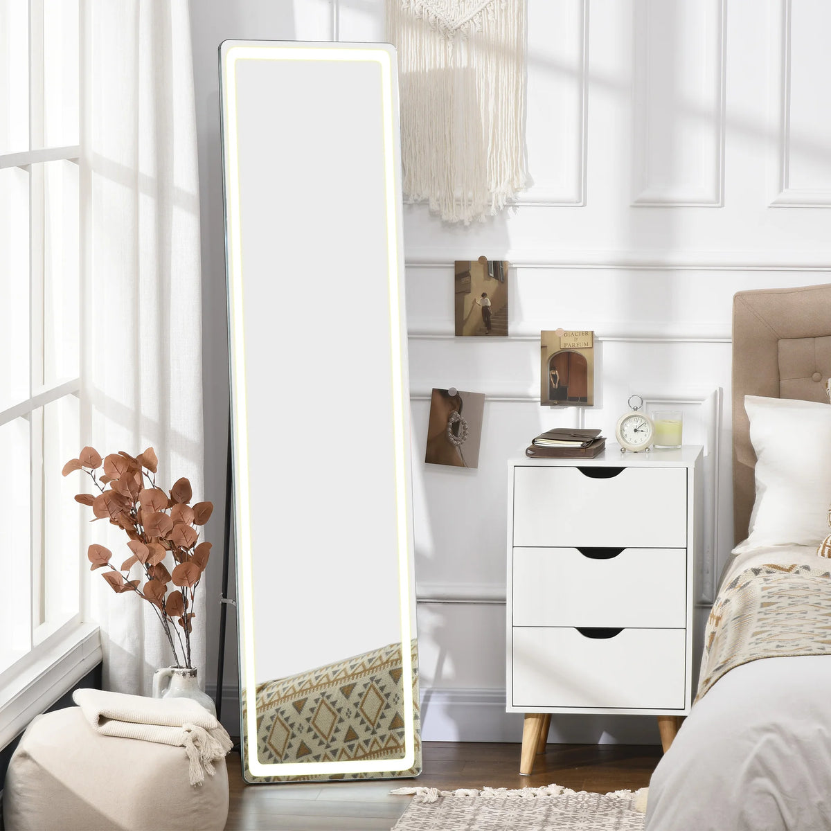 HOMCOM wall mirror full body standing mirror with LED lights 40x37x157.5 cm