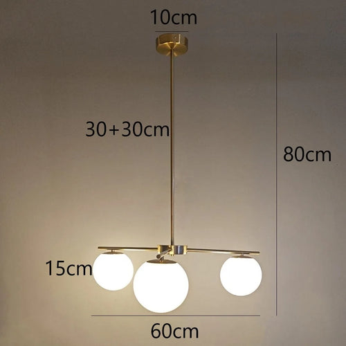 Modern Nordic milky glass chandelier for home decor - vue 7 sur 7