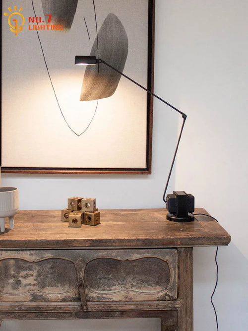 Italian design industrial LED floor lamp with classic swing arm - vue 10 sur 13
