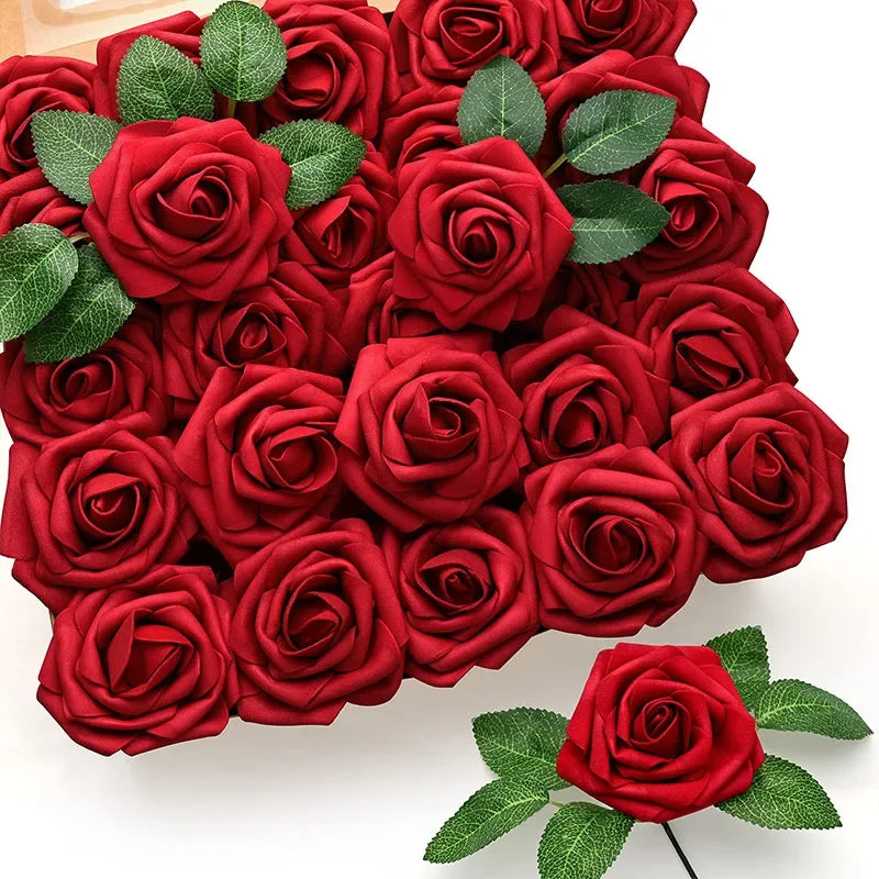 Set of 25 artificial roses for wedding and party decorations