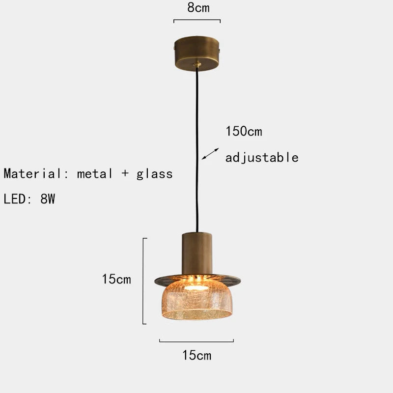 suspension en verre craquelé avec led et cordon réglable - vue 9 sur 12