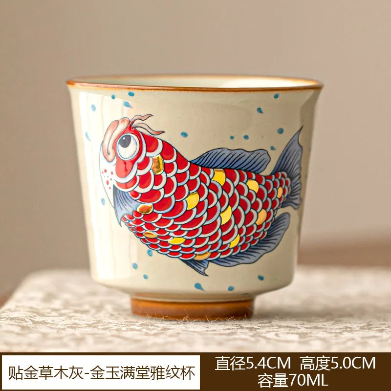 Retro arowana kung fu ceramic teapot 150 ml