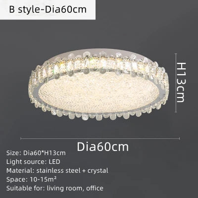 Modern round crystal LED ceiling light for restaurant and hotel 2022