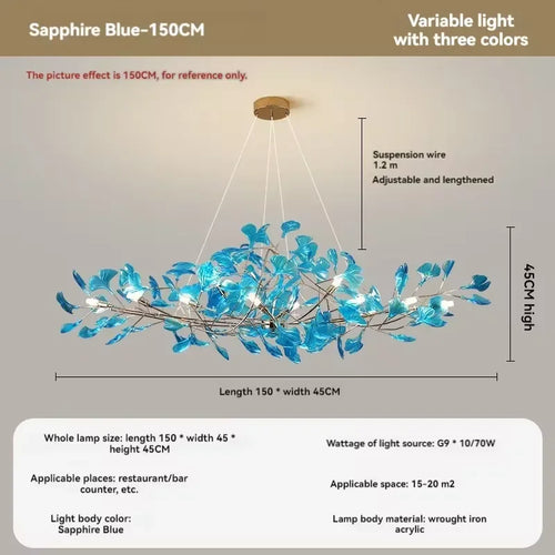 Artpad Nordic romantic chandelier with acrylic leaves for the home - vue 9 sur 21
