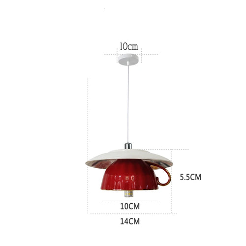 Modern ceramic LED teapot pendant light for kitchen - vue 14 sur 30
