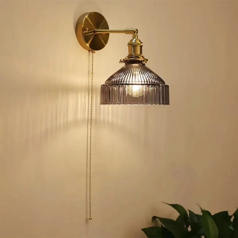 Modern vintage glass wall light for bedroom, mirror, hallway, bedside, cafe, restaurant, switch and plug - vue 12 sur 20