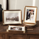 Wooden photo frame with copper corners for elegant decor