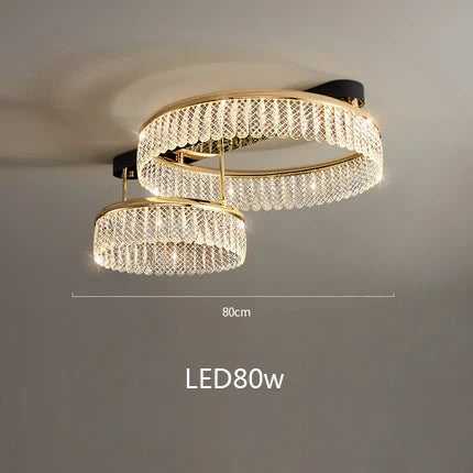 Luxurious round crystal LED chandelier with multiple ring design