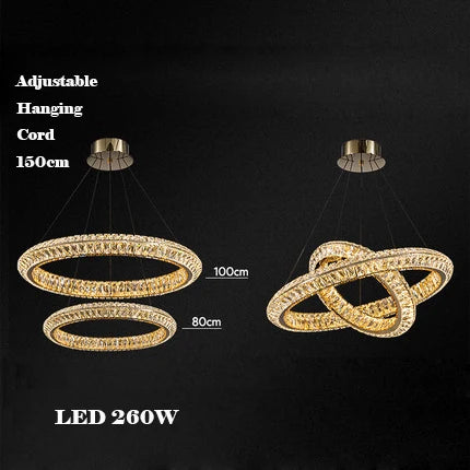 Modern gold crystal chandelier for elegant interiors - vue 9 sur 11