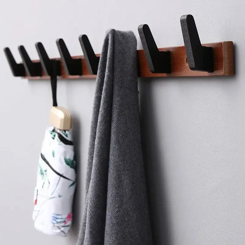 bamboo wood clothes hook for wall storage - vue 2 sur 8