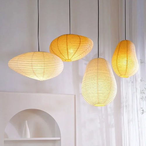 Wabi sabi Japanese style Isamu Noguchi decorative LED pendant light - vue 4 sur 9