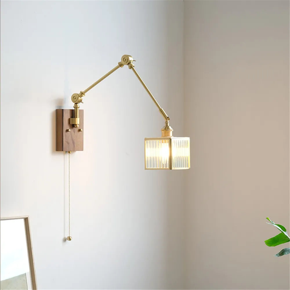 Retro copper wall light with swing arm and adjustable shade - vue 3 sur 9