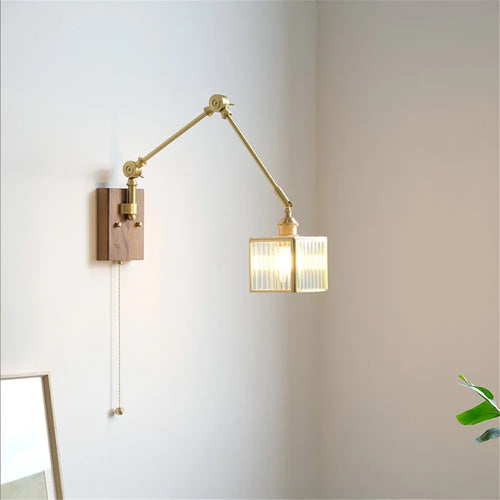 Retro copper wall light with swing arm and adjustable shade - vue 4 sur 9